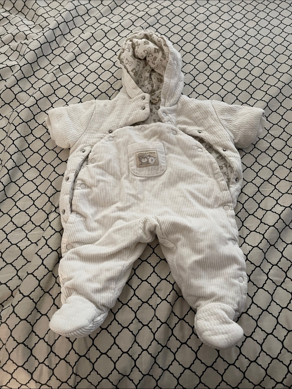 Cozy Cream Baby Bunting Suit with Hood